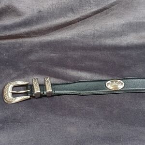Men's Black Leather Golf Concha And Silver Belt Size 34